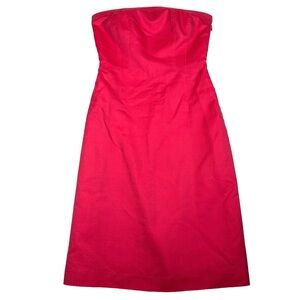 Ann Taylor pink Y2K Strapless Dress mini short‎ form fitted cotton silk Barbie